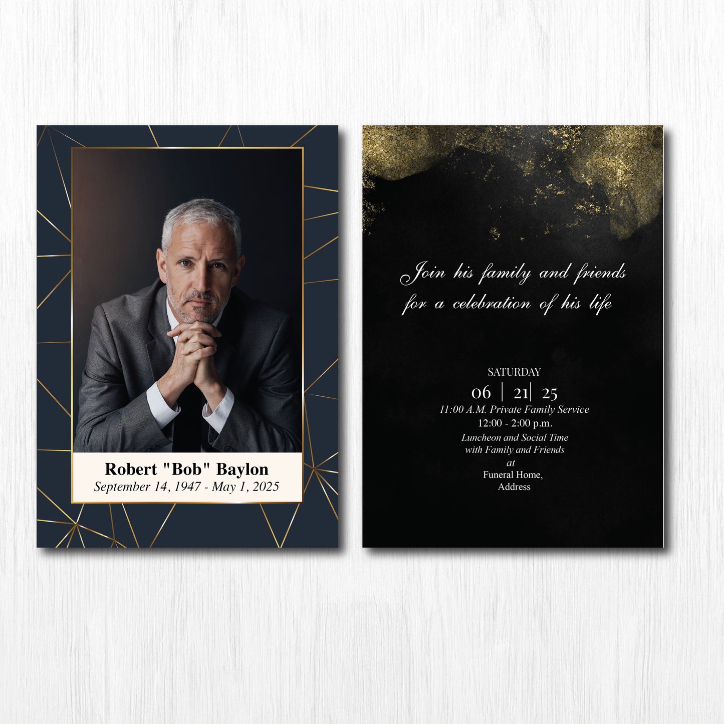 Celebration of life invitation funeral invitation custom invitation 5X7 Flat custom invitation