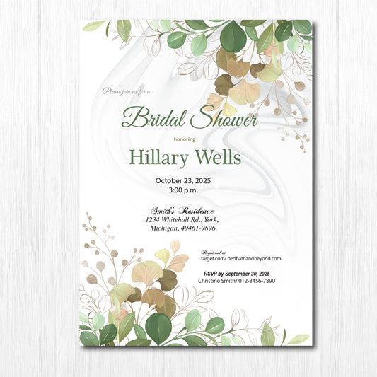 Set of 25 5X7 Premium Cardstock,  Bachelorette Party invitation, Bridal shower, bridal shower invitation, bridal shower invitation printed, bridal shower invitation floral