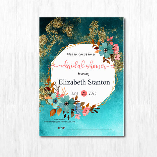 Set of 25 5X7 Premium Cardstock,  Bachelorette Party invitation, Bridal shower, bridal shower invitation, bridal shower invitation printed, bridal shower invitation floral