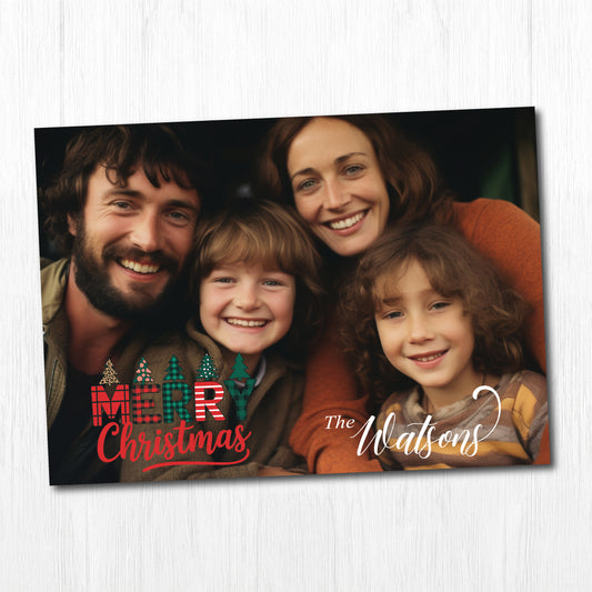 Set of 25 5X7 inches Flat Christmas Greeting Card Custom Card