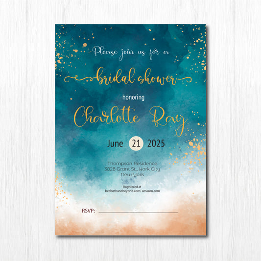 Set of 25 Premium Cardstock Bachelorette Party invitation, Bridal shower, bridal shower invitation, bridal shower invitation printed, bridal shower invitation floral