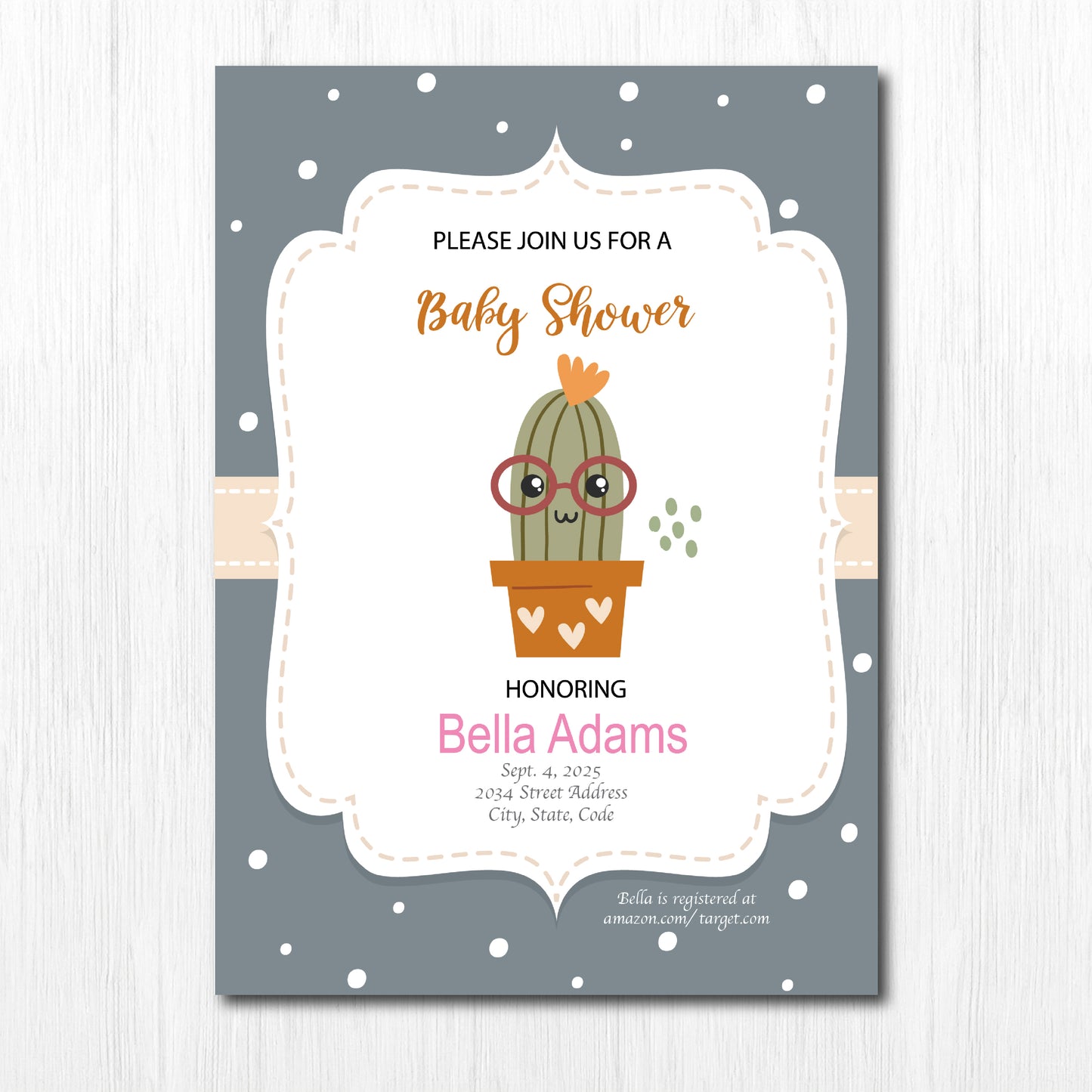 Set of 25, 5X7 Premium Cardstock, Baby Shower Invitation Custom Theme Easy to Personalize Baby Shower Girl Boy Invitation