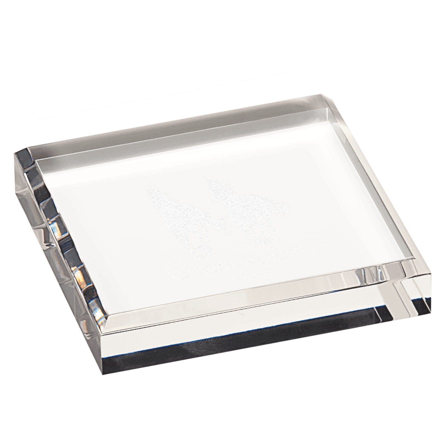 3 3/4" x 3 3/4" Clear Acrylic Paperweight, Custom Engraved Acrylic Paperweight