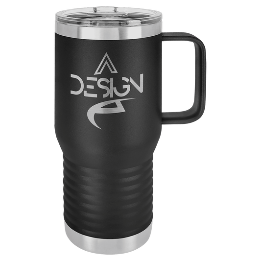 Black Polar Camel 20 oz. Travel Mug with Slider Lid, Laser Engraved