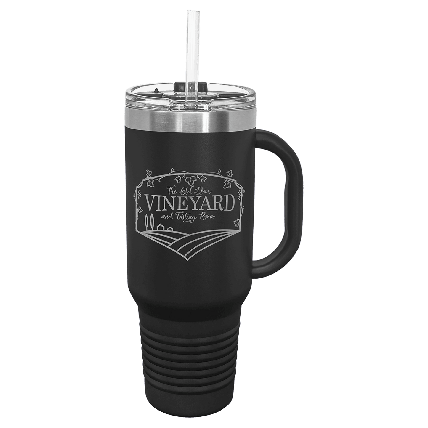 Black Polar Camel 40 oz. Travel Mug with Snap Lid and Straw, Custom Engraved