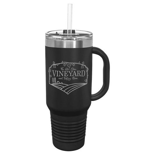 Black Polar Camel 40 oz. Travel Mug with Snap Lid and Straw, Laser Engraved