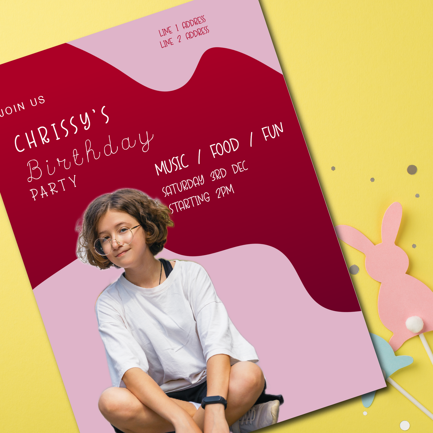 Birthday invitation, kids birthday party invitation, kids birthday invitation printed, kids birthday invitation with photo, birthday invitation