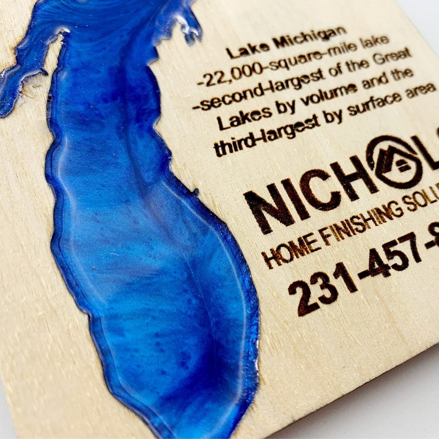 Lake Michigan Set of 4 Custom Wood Coasters with box, Engraved wood coasters, wood coasters for business, wood coasters engraved with Wood Box