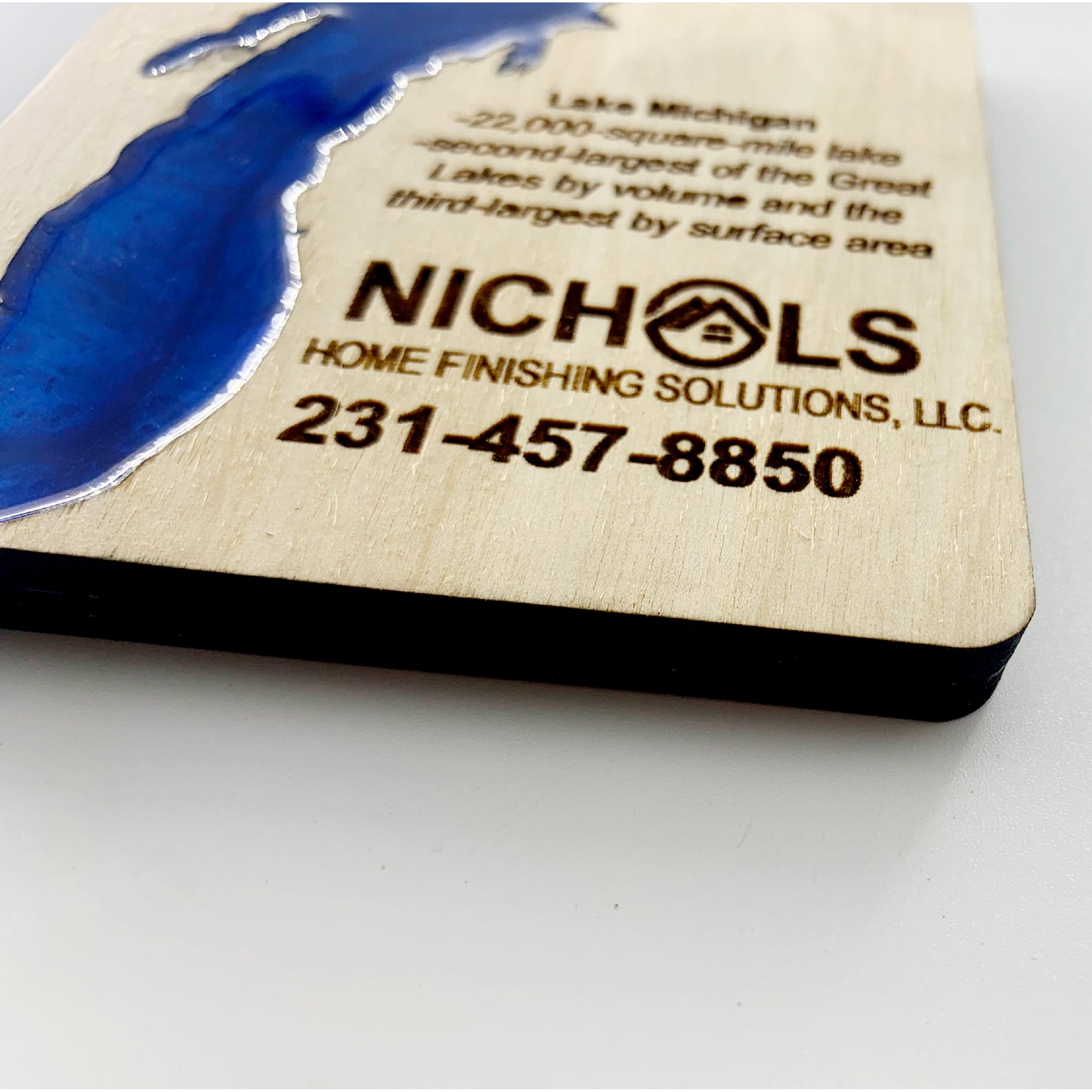 Lake Michigan Set of 4 Custom Wood Coasters with box, Engraved wood coasters, wood coasters for business, wood coasters engraved with Wood Box