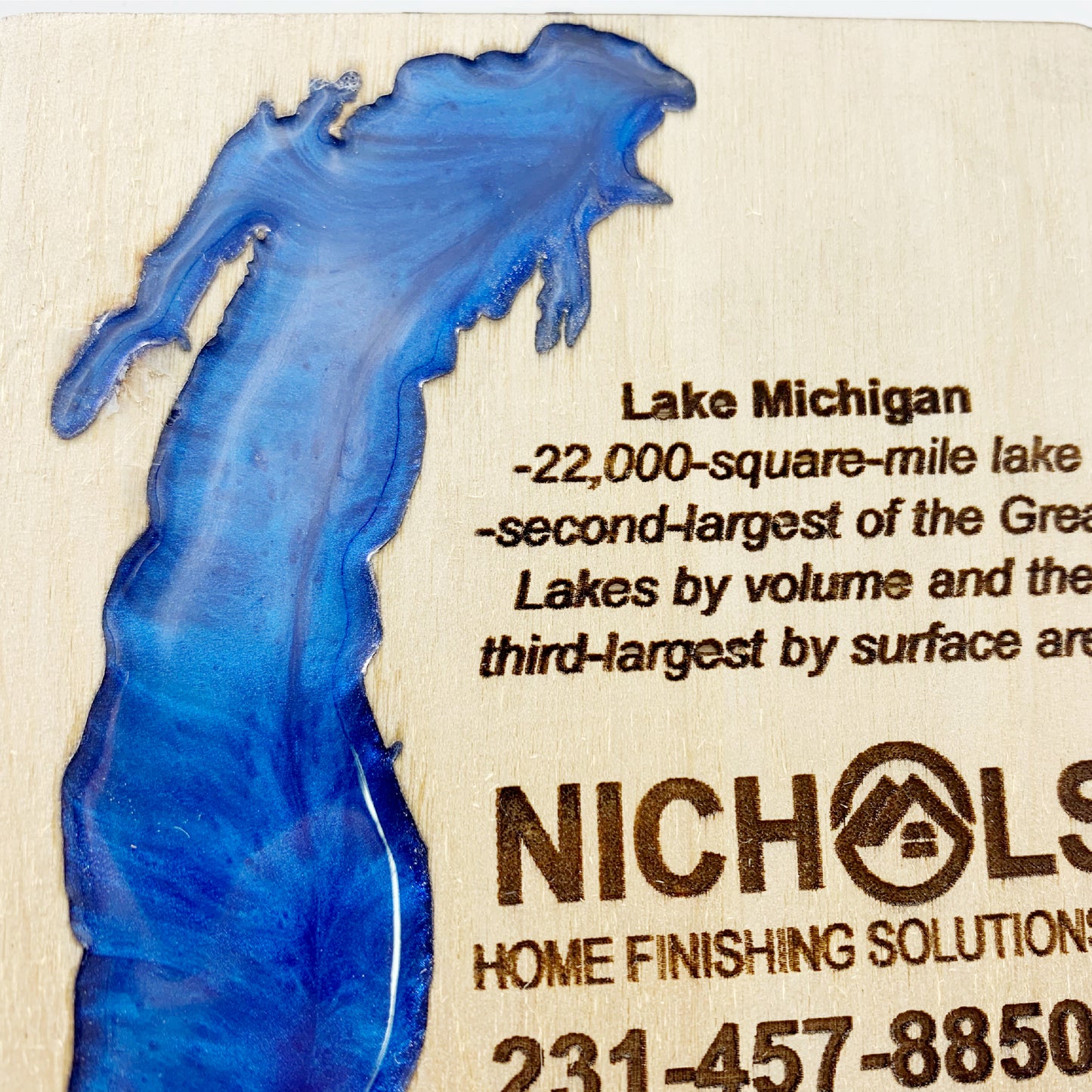 Lake Michigan Set of 4 Custom Wood Coasters with box, Engraved wood coasters, wood coasters for business, wood coasters engraved with Wood Box