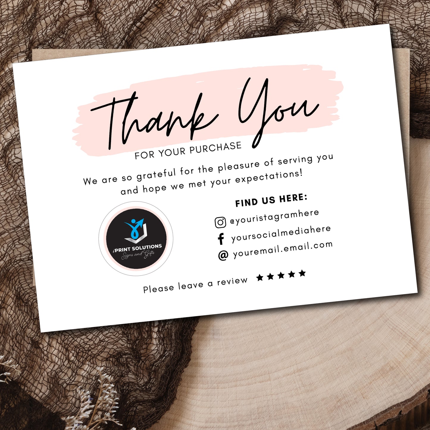 Set of 25 Business thank you cards, thank you cards, custom thank you cards, personalized thank you cards, company brand thank you cards