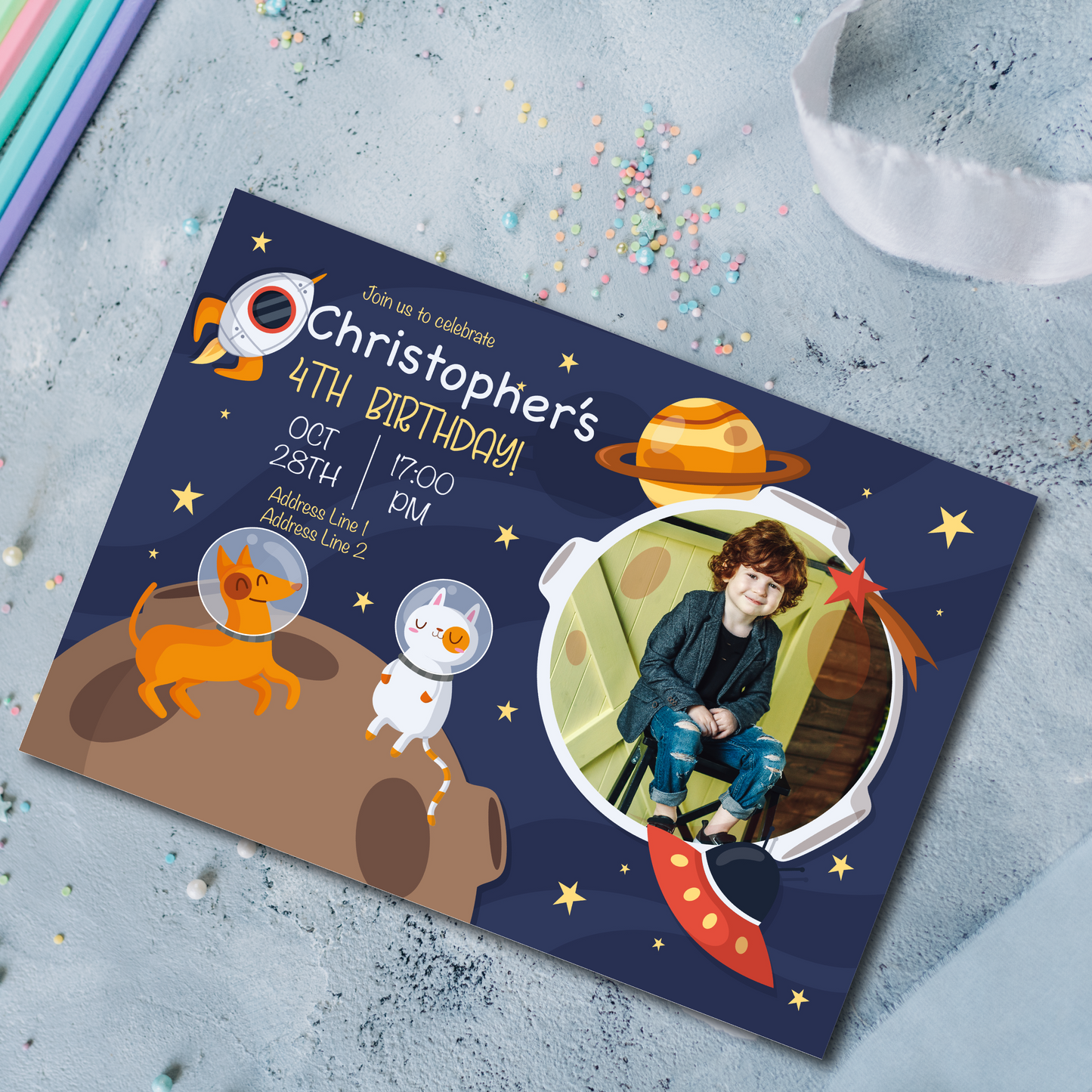 Birthday invitation, kids birthday party invitation, kids birthday invitation printed, kids birthday invitation with photo, birthday invitation