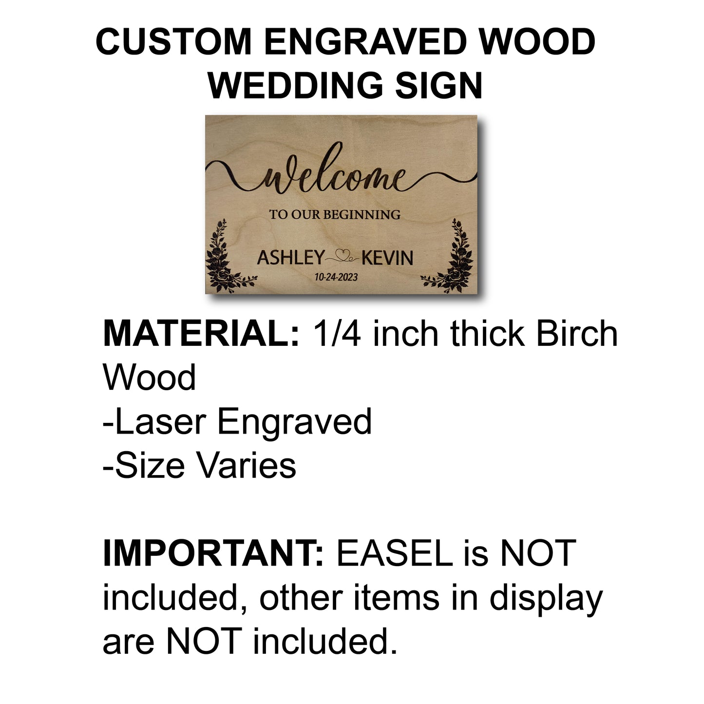 Wedding sign, Custom Wedding Sign, Laser engraved wedding sign, wood wedding gift Gift