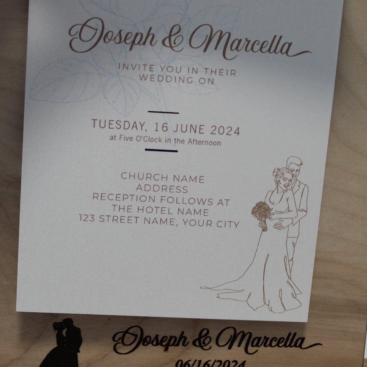 Set of 25 custom invitation, Wedding Invitations,Personalized Wood Wedding Invites,Wedding Invitations with Stand,Wood Wedding Announcements