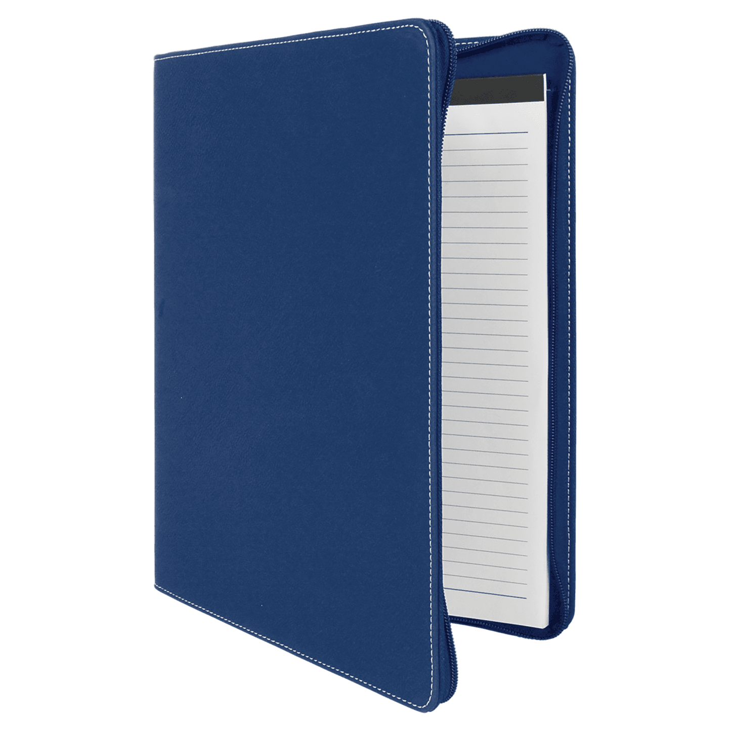9 1/2" x 12" Blue/Silver with Zipper Leatherette Portfolio with Notepad, Notepad, Custom Engraved Leather Planner, Planner