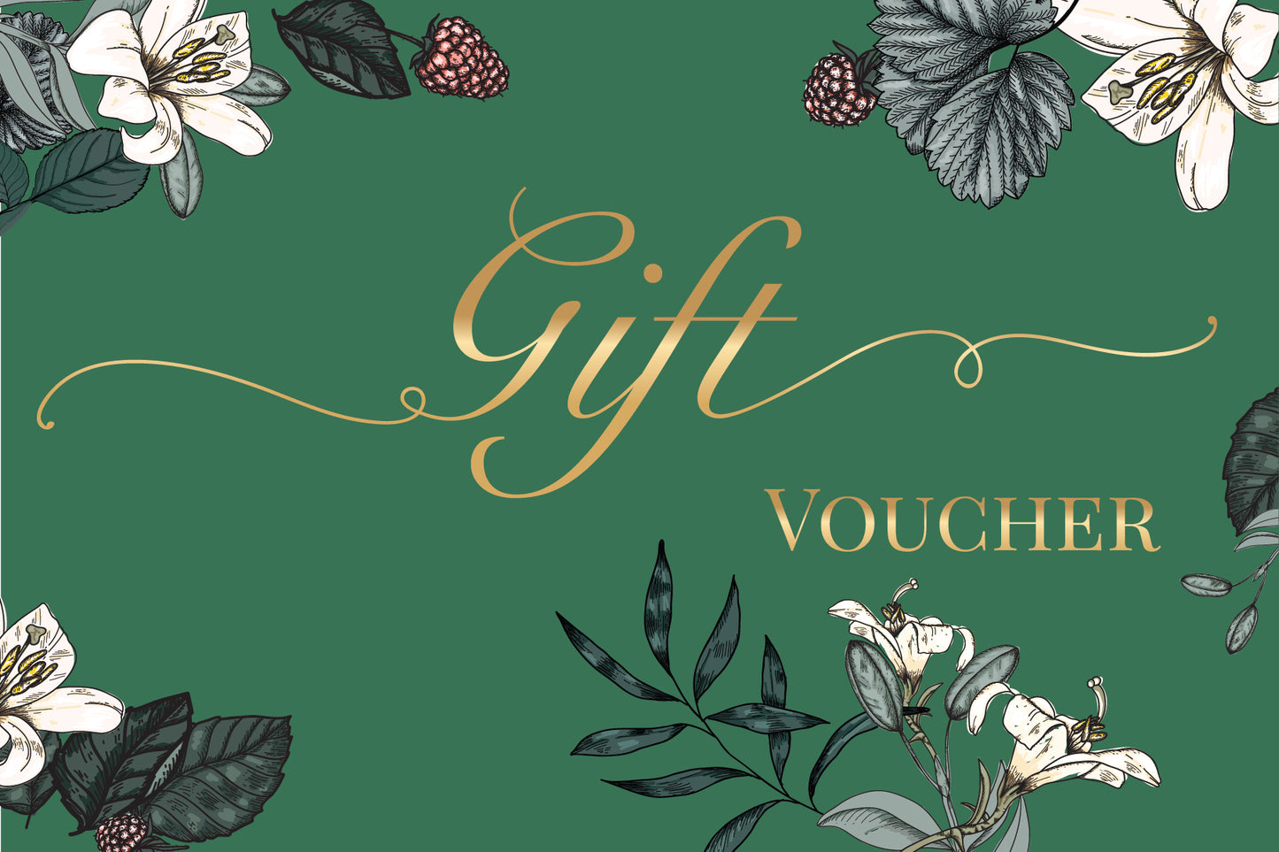 Green and Gold Floral Gift Voucher, Gift Certificate, Gift Voucher