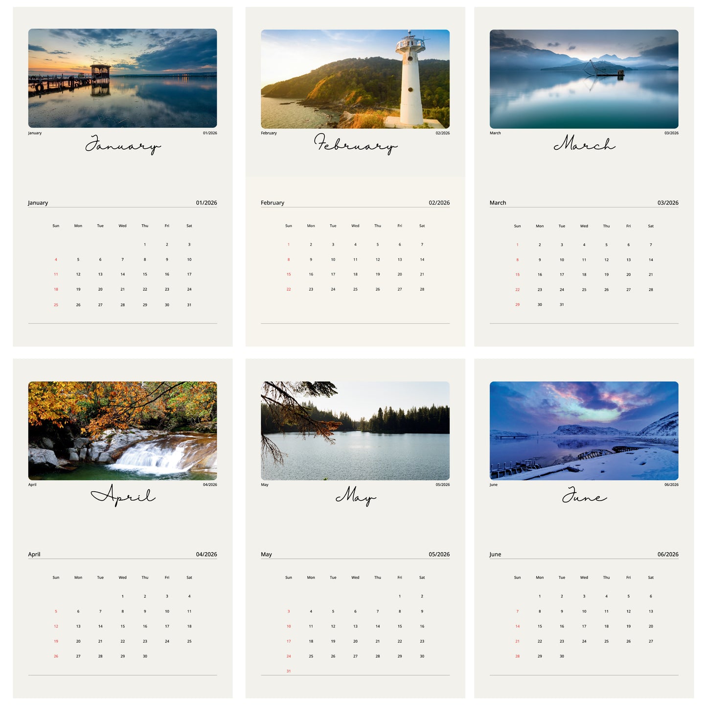 2026 Customized Family Calendar, calendars, calendar, Personalized Calendar Bulk Family Calendar Giveaway Nature Calendar