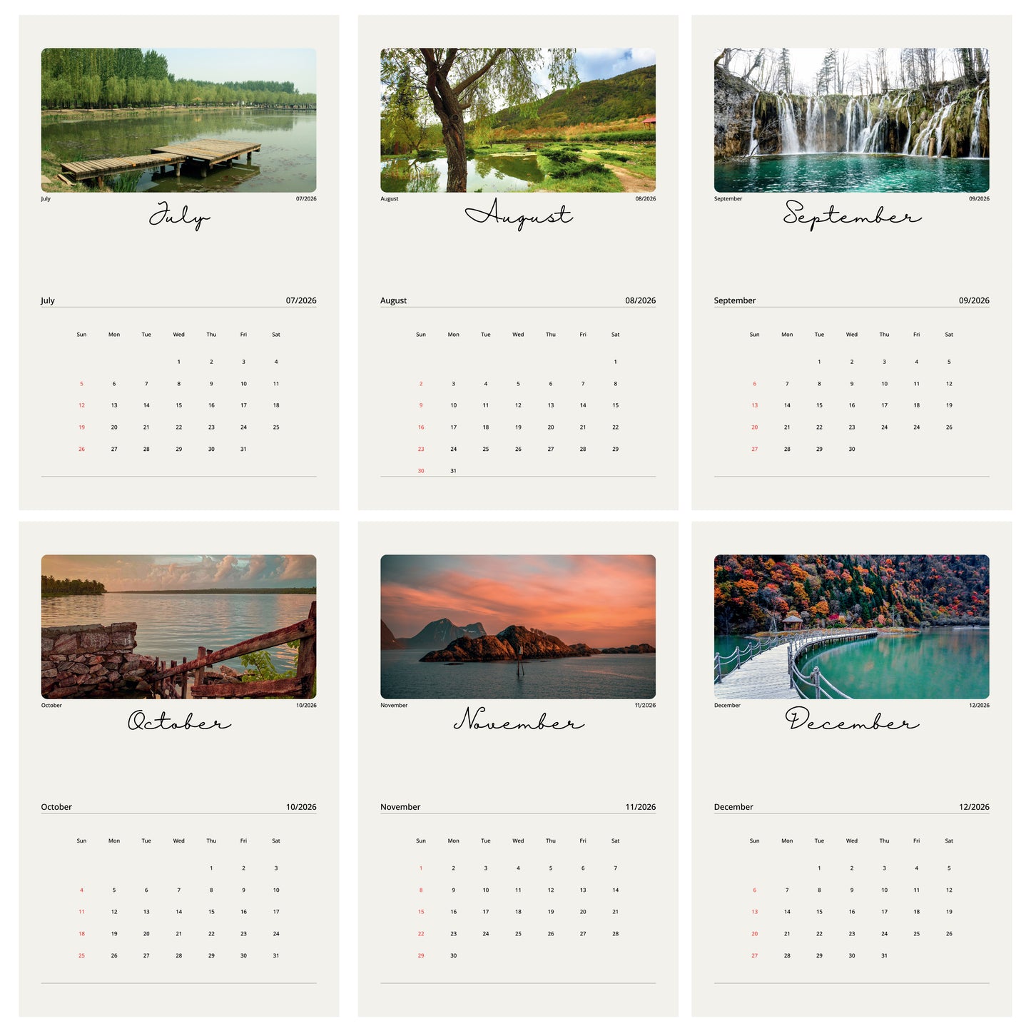 2026 Customized Family Calendar, calendars, calendar, Personalized Calendar Bulk Family Calendar Giveaway Nature Calendar