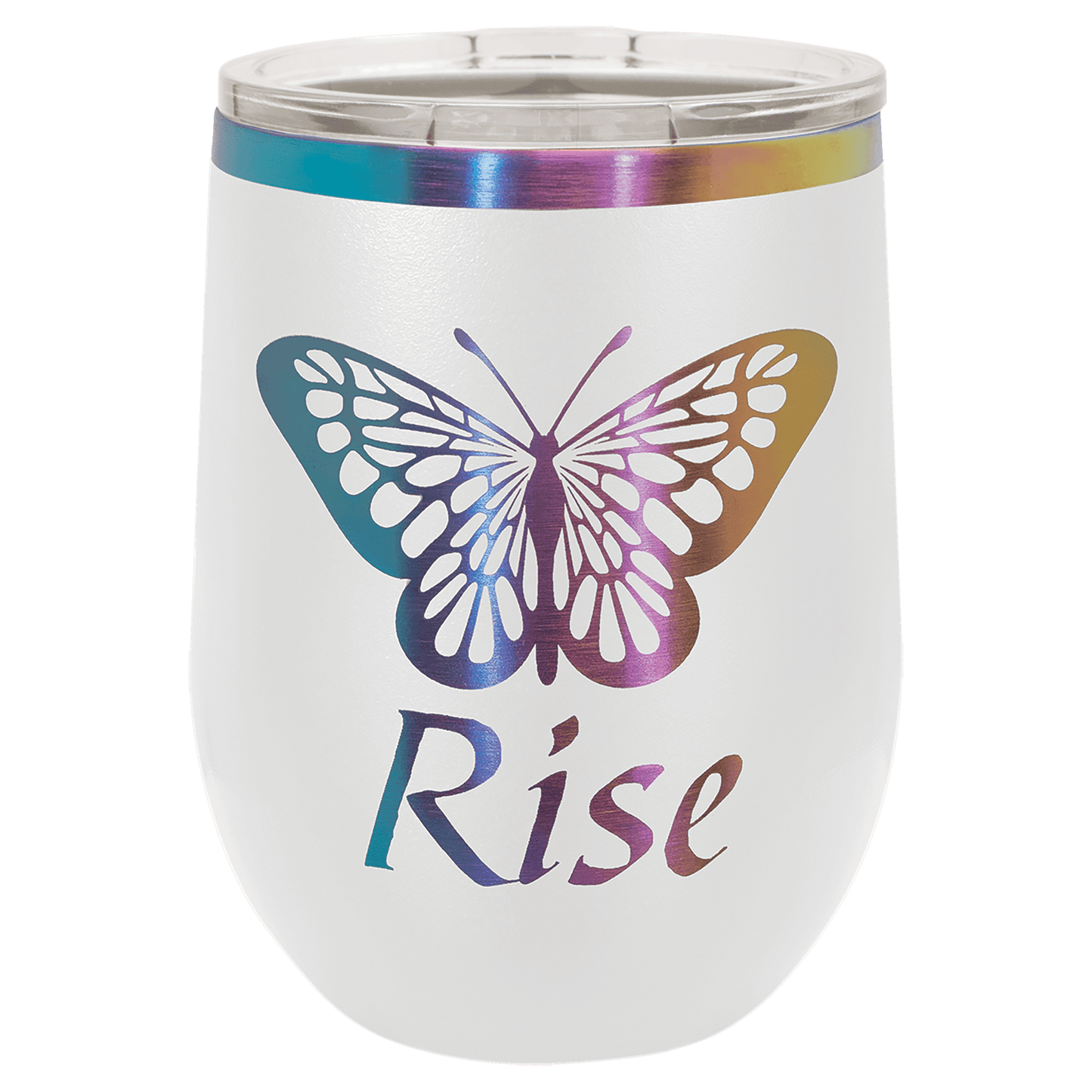 Polar Camel 12 oz. White/Prism Stemless Wine Tumbler, Custom Engraved