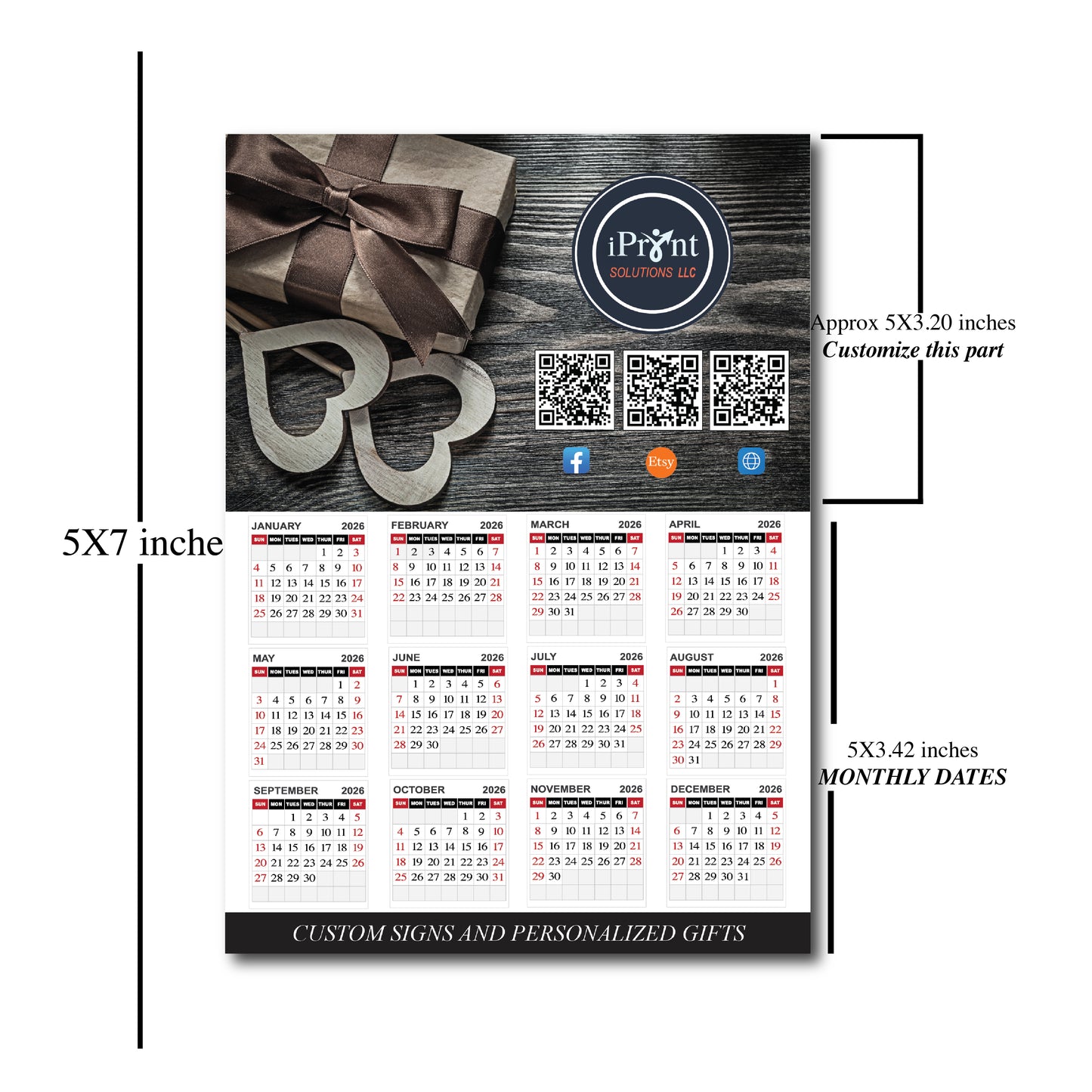 5X7 Custom calendar, Magnetic calendar, custom magnetic calendar, magnetic fridge calendar, calendar, fridge calendar, calendar 2026, calendar magnetic, calendar