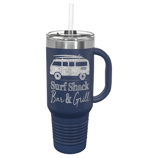 Navy Blue Polar Camel 40 oz. Travel Mug with Snap Lid and Straw, Laser Engraved