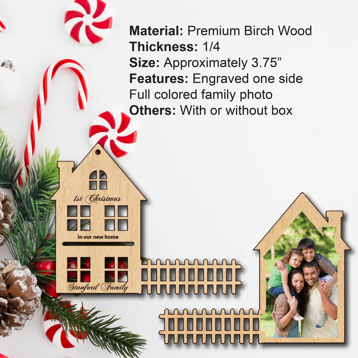 Christmas in Our New Home ornaments,Christmas Ornament, Christmas Ornament Ideas,Christmas Ornaments Personalized, Engraved Wood Ornament