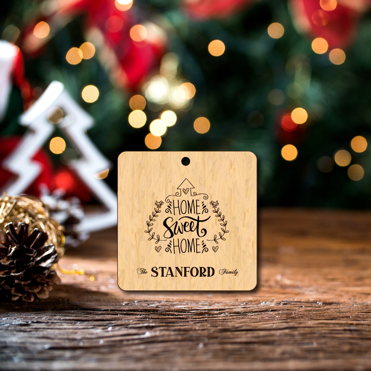 Custom ornament, ornament, Home Sweet Home ornaments,Christmas Ornament, Christmas Ornament Ideas,Christmas Ornaments Personalized, Engraved Wood Ornament, Unique Wood