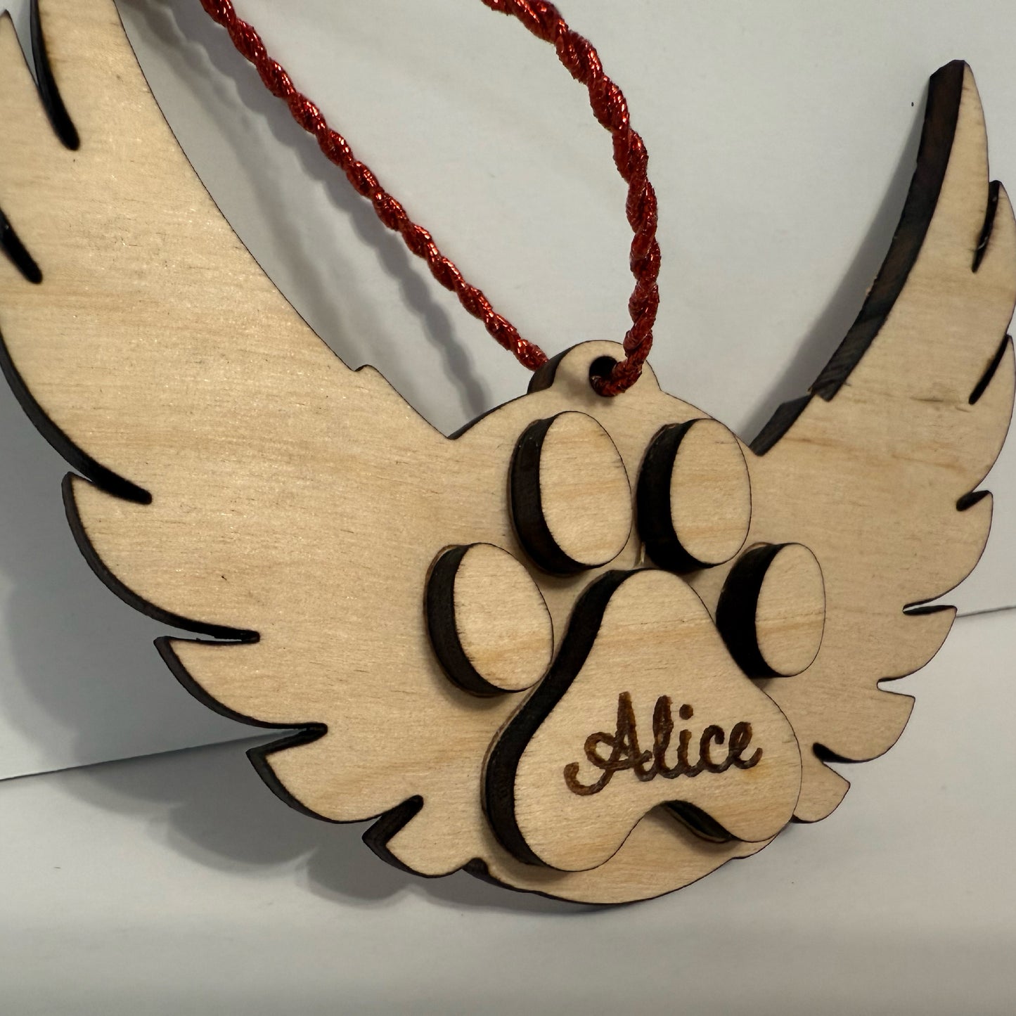 4 inch Wings Wood Ornaments Custom Ornaments Christmas Ornaments Memorial Pet Ornament