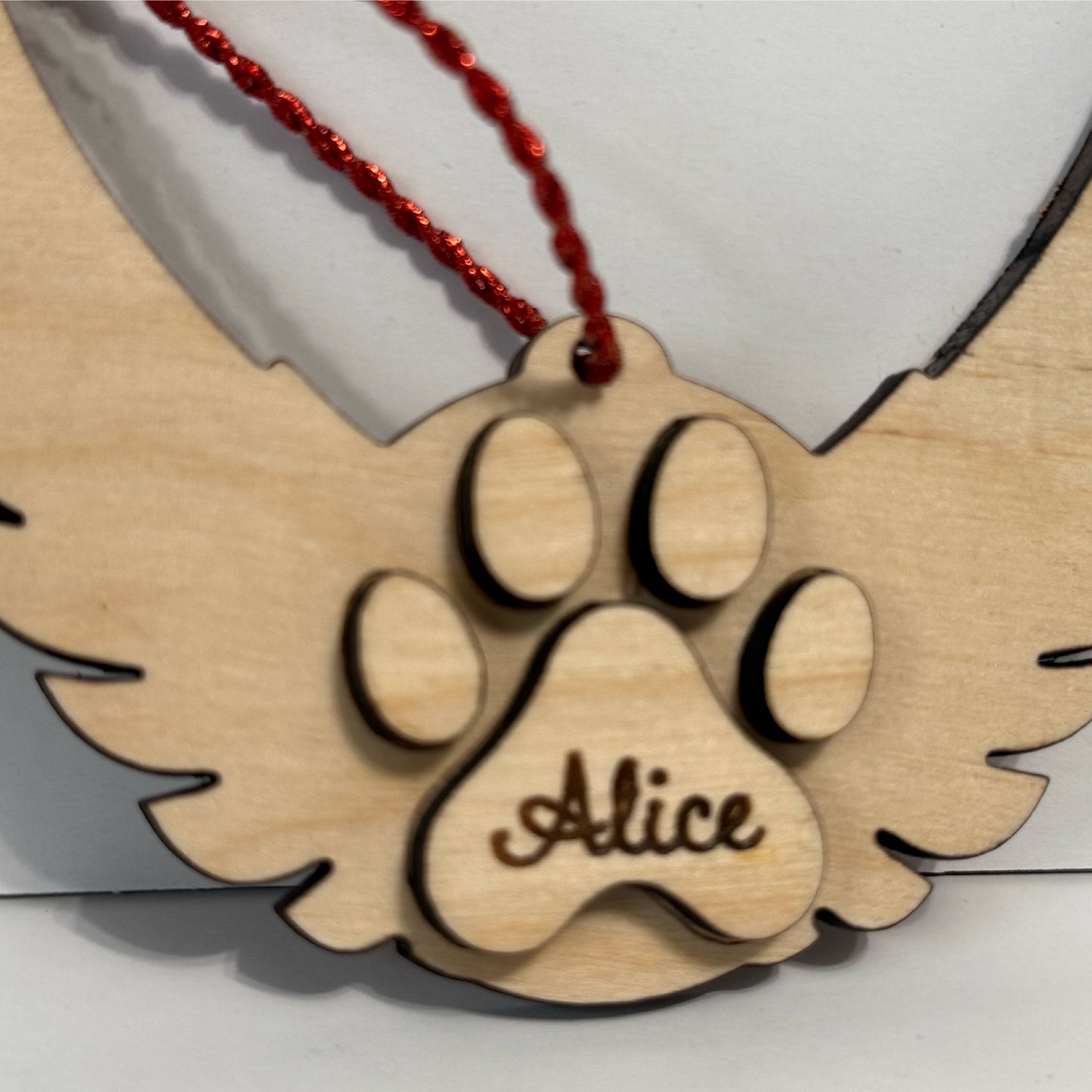 4 inch Wings Wood Ornaments Custom Ornaments Christmas Ornaments Memorial Pet Ornament