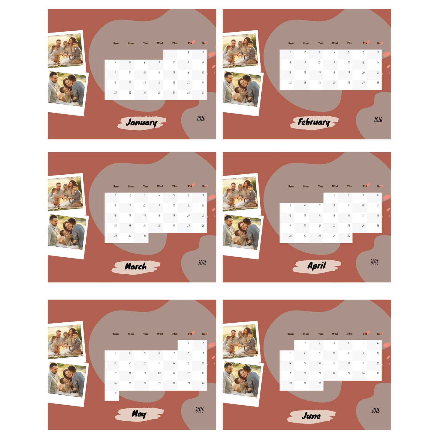 Personalized 2026 Family Photo Calendar: Custom Wall Decor, Custom Calendar