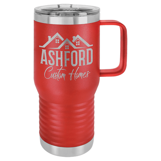 Red Polar Camel 20 oz. Travel Mug with Slider Lid, Laser Engraved