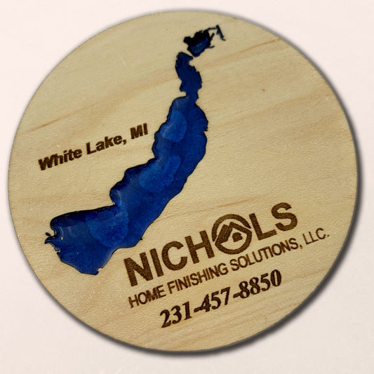 Custom ref magnet with epoxy lake, personalized ref magnet, custom wood magnet, custom business magnets, custom business marketing products