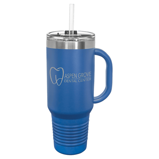 Royal Blue Polar Camel 40 oz. Travel Mug with Snap Lid and Straw, Laser Engraved