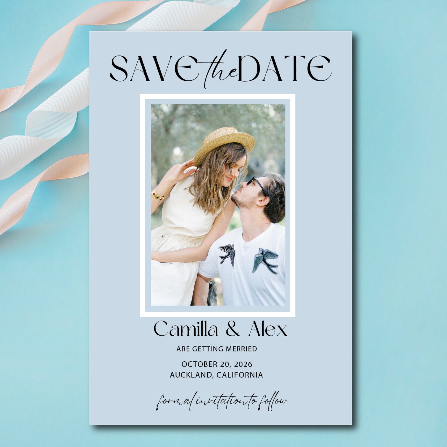 Set of 40, Save the Date Custom Invitation Personalized Save the Date Invitation 4X6 inches Flat Card with white envelopes