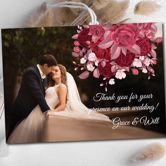 Set of 10, 5X7 Wedding Thank You Cards, thank you cards, thank you cards, custom thank you cards, personalized thank you cards, thank you cards