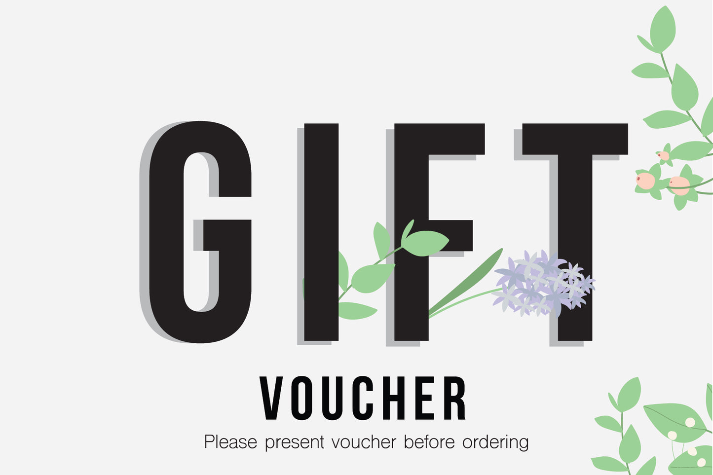 White Green leaves Gift Voucher, Gift Certificate, Gift Voucher