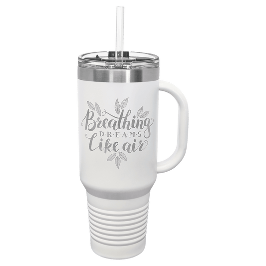 White Polar Camel 40 oz. Travel Mug with Snap Lid and Straw, Custom Engraved, Laser Engraved