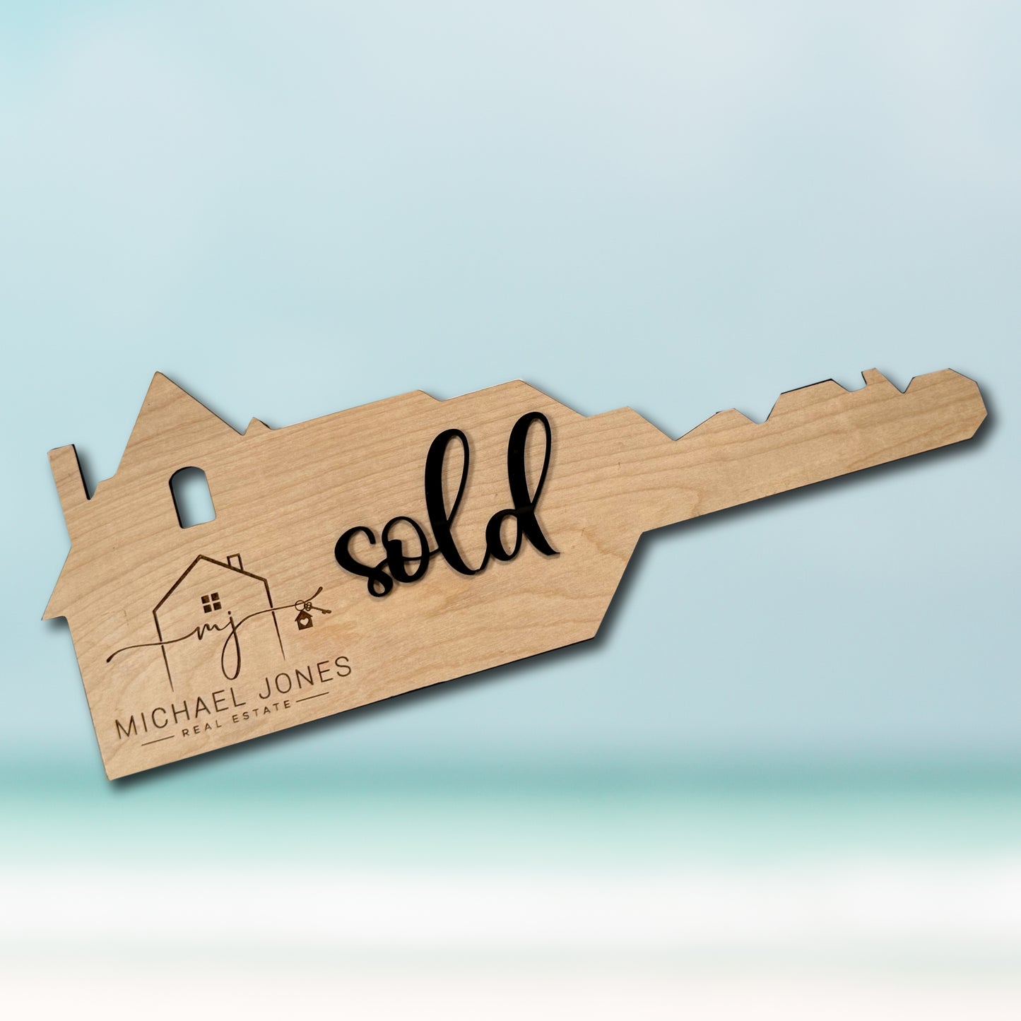 Laser Cut Engraved Wood "SOLD" Key Sign Closing Gift for Realtors Wood Sold Sign