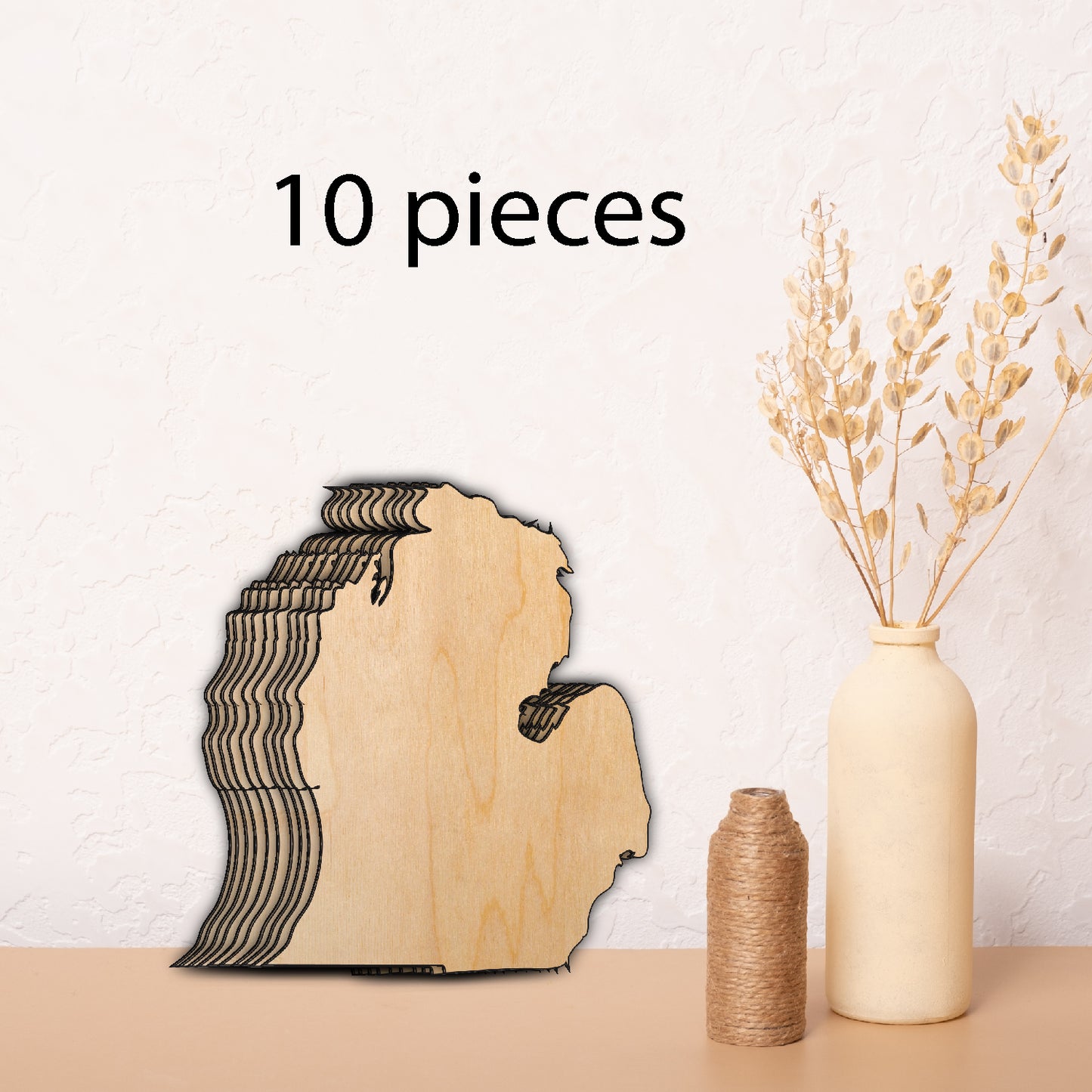 State of Michigan shape blank wood, Set of 10 cut to shape wood, State of Michigan blank wood for art, wood blank, blank wood