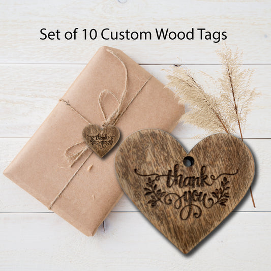 Thank you product tags, Set of 10 product tags, party favor tags, made with love for you tags, wood tags, product tags