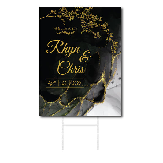 Yard sign, Yard Signs, Elegant Black Abstract, Wedding Signs, 18X24 Wedding Signage Wedding Sign in Board, Wedding Welcome Sign, Custom Made Elegant Wedding Sign Ideas