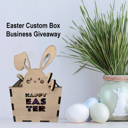 Set of 10, Custom Wood Boxes, wood boxes, Easter Bunny box company giveaway, custom box, easter candy box, easter box, small business custom easter box