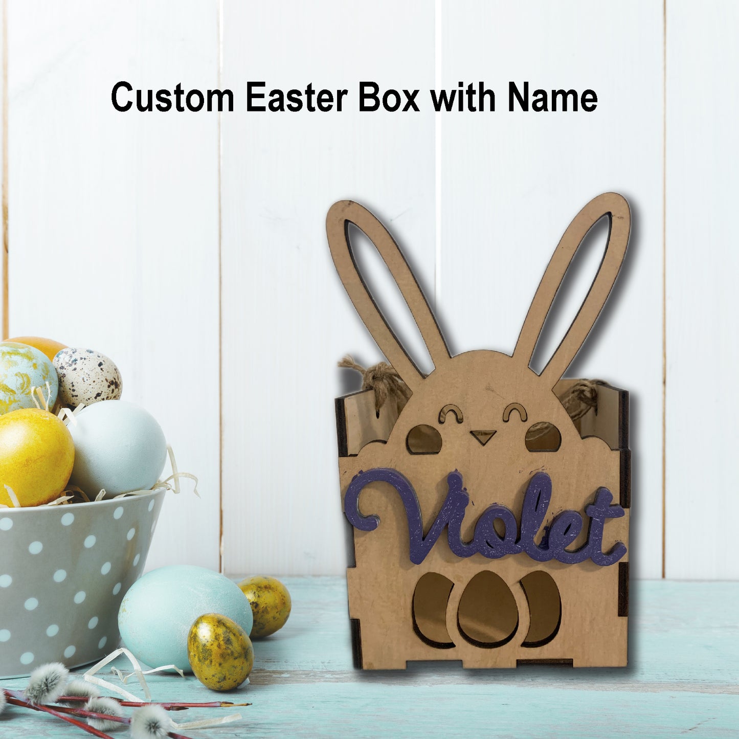 Custom Wood Boxes, wood boxes, Easter Bunny custom box with custom name, easter candy box, easter box, custom easter box