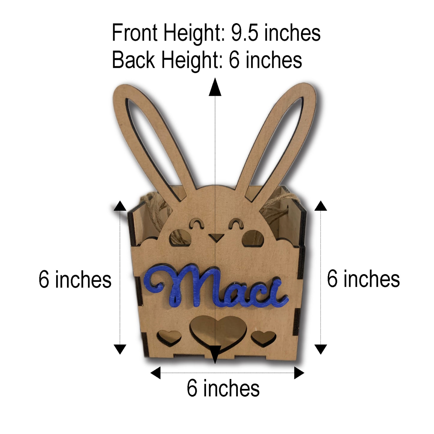 Easter Bunny box with hearts and custom name, custom box, easter candy box, easter box, custom easter box