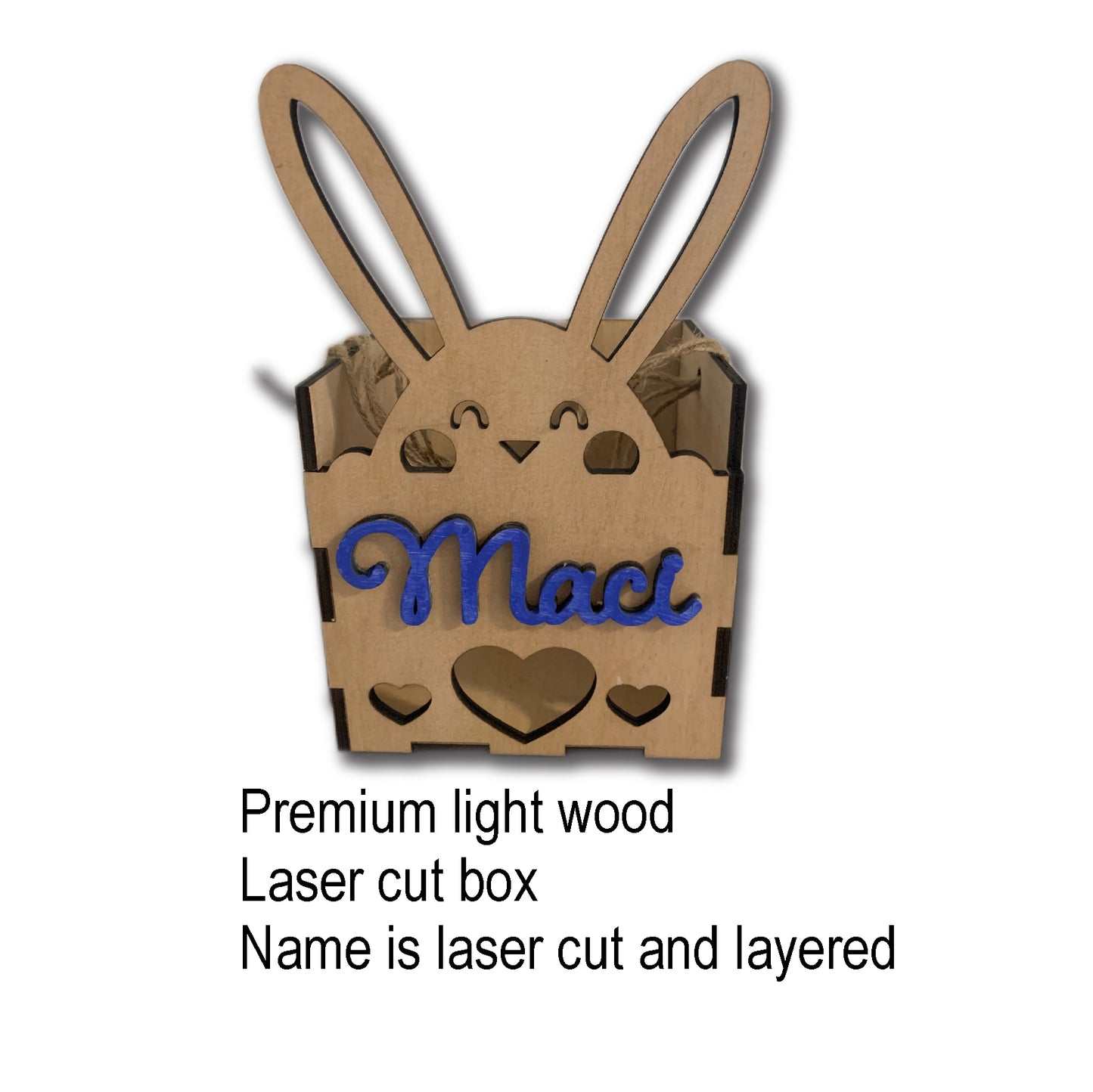 Easter Bunny box with hearts and custom name, custom box, easter candy box, easter box, custom easter box