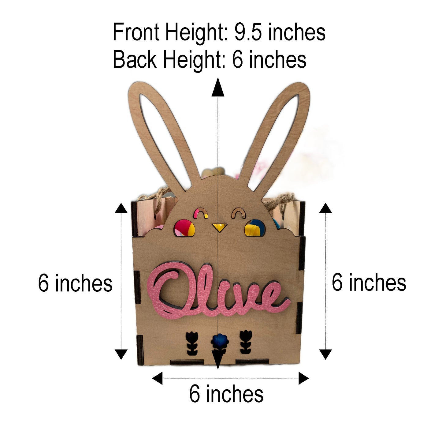 Custom Wood Boxes, wood boxes, Easter Bunny box with flowers and custom name, custom box, easter candy box, easter box, custom easter box
