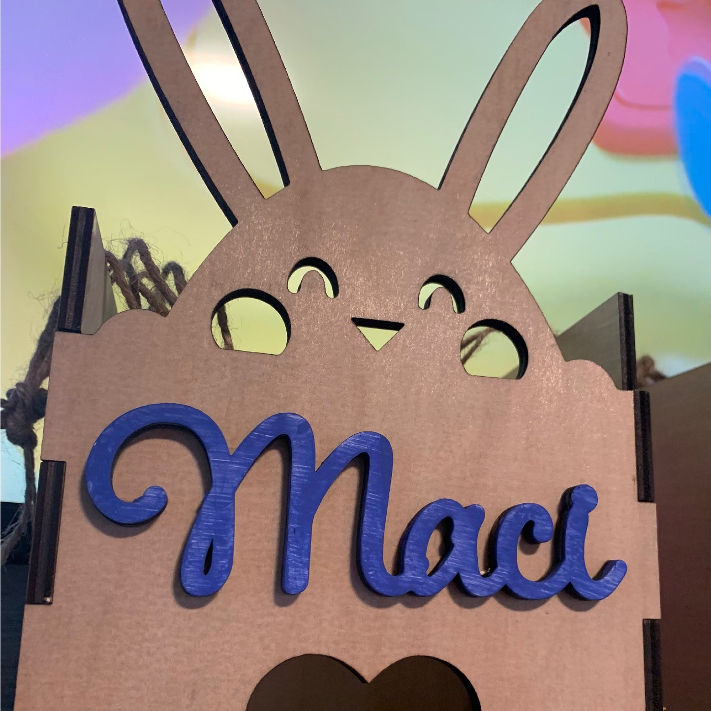 Easter Bunny box with hearts and custom name, custom box, easter candy box, easter box, custom easter box