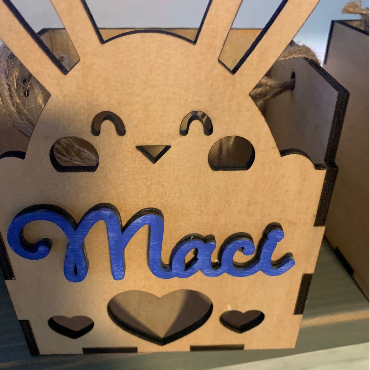 Easter Bunny box with hearts and custom name, custom box, easter candy box, easter box, custom easter box