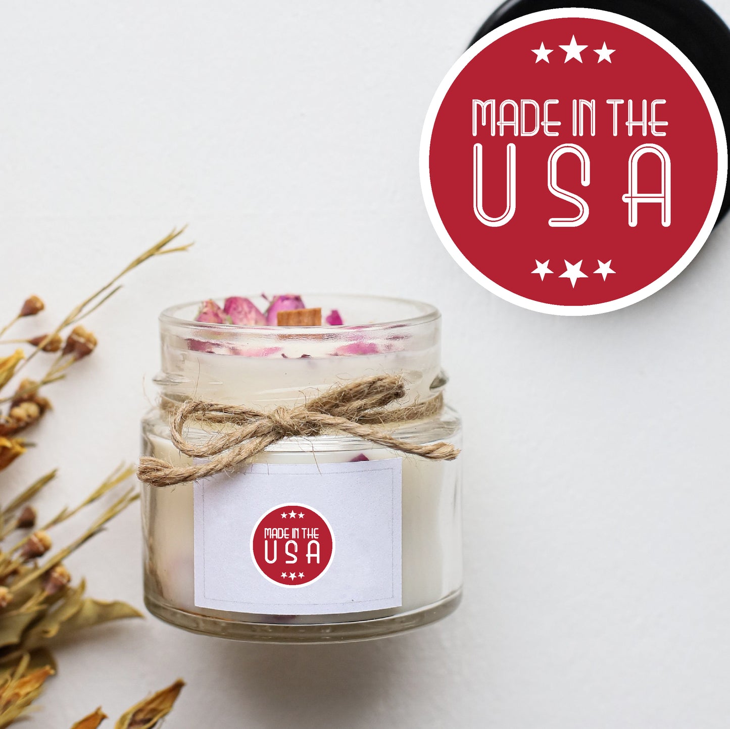 Made in the USA custom label, Set of 100 Custom bottle labels, custom candle label, custom product label, labels