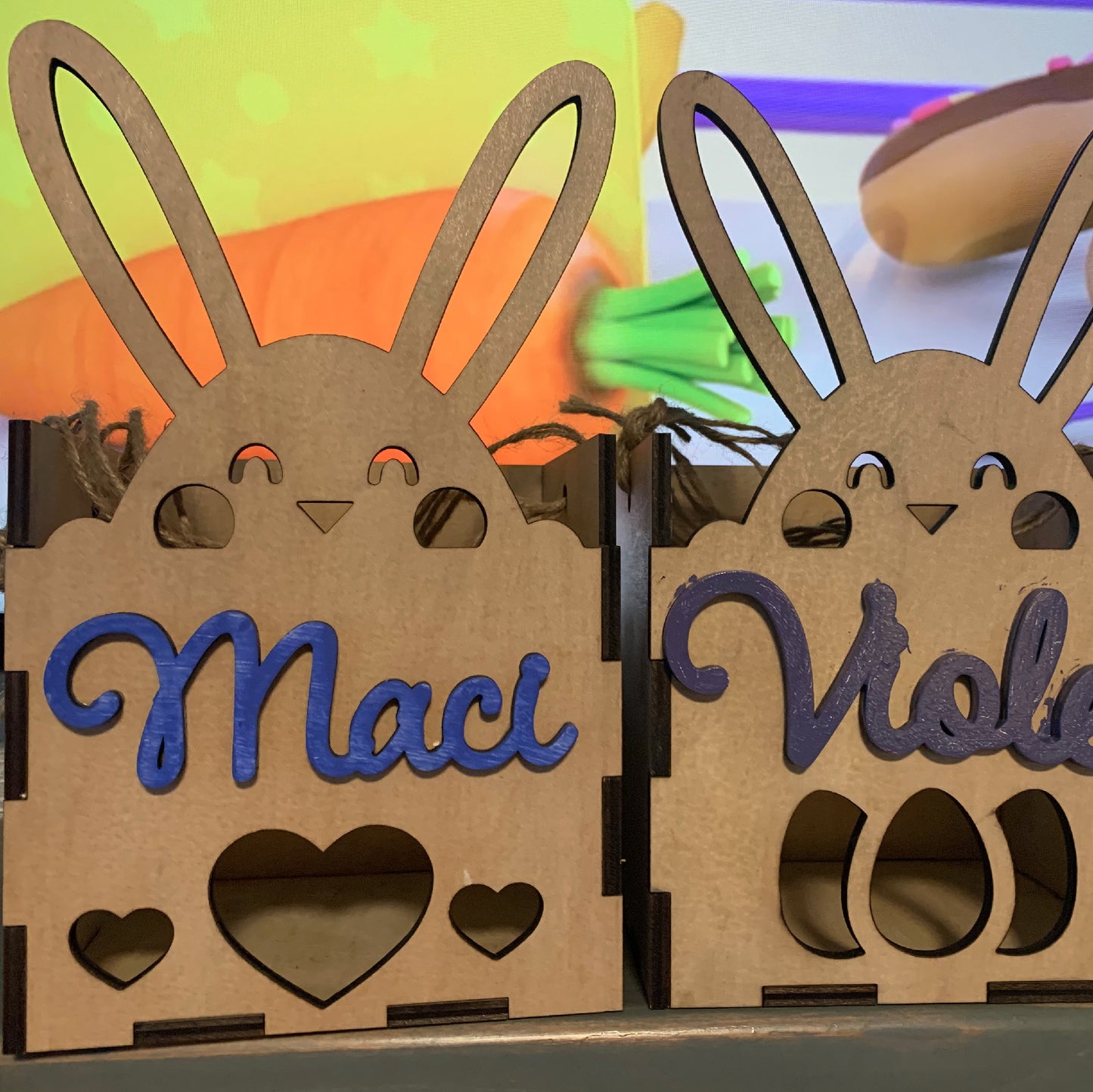 Easter Bunny box with hearts and custom name, custom box, easter candy box, easter box, custom easter box